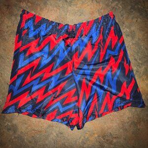 DSG Mens Woven Training Shorts XS Athletic Fit Elastic Waist Red & Blue Zigzag P